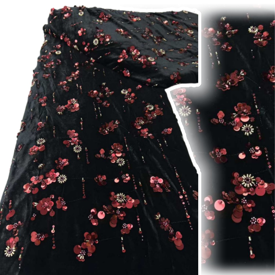 African Sequins Velvet Lace Fa - đánh giá và giá Sewing Velvet Fabric