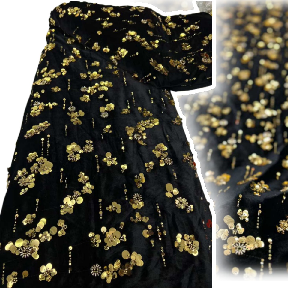 African Sequins Velvet Lace Fa - đánh giá và giá Sewing Velvet Fabric