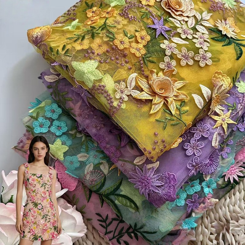 90x130cm 3D Floral Embroidered - đánh giá và giá Sewing In Textile